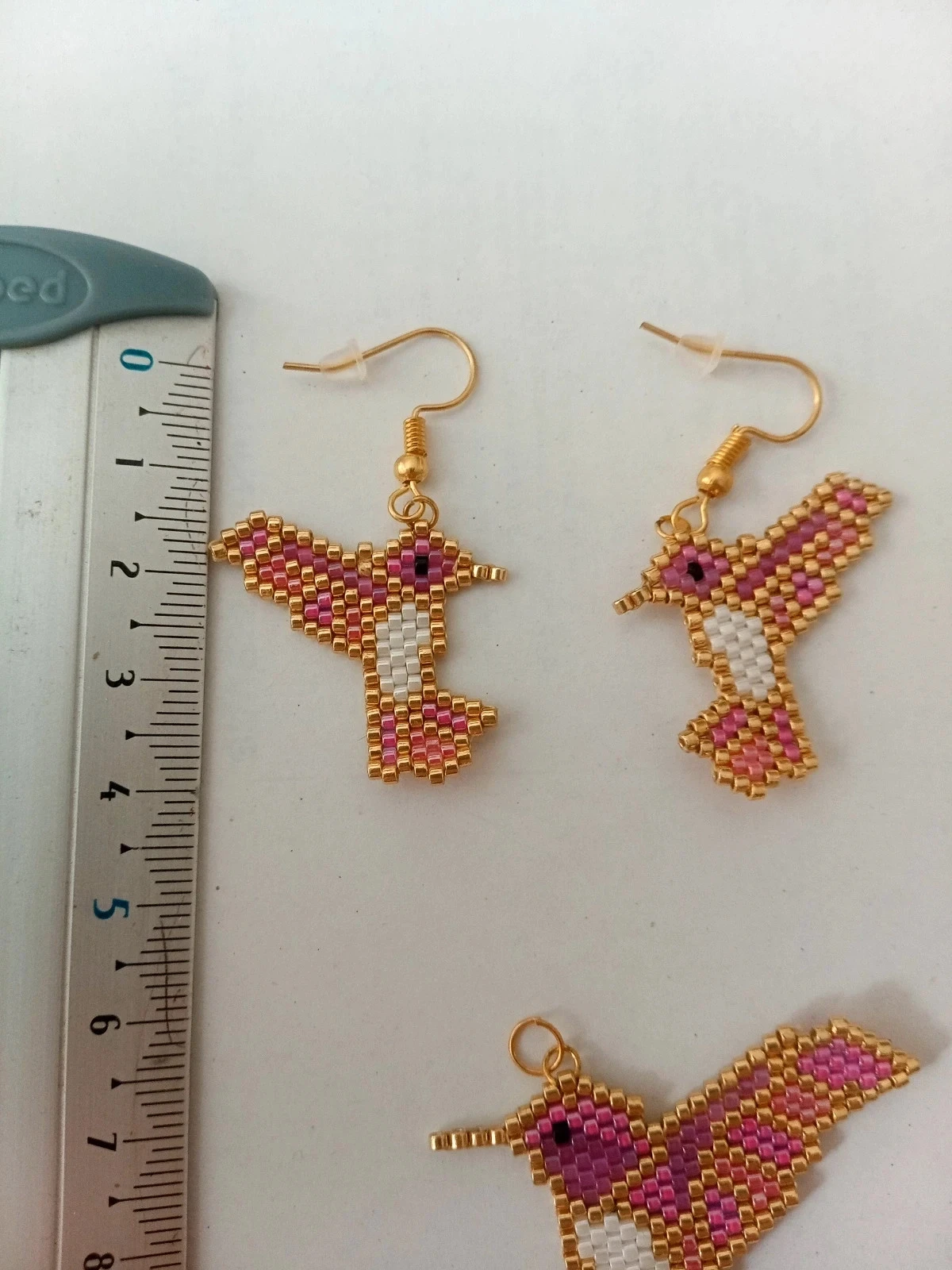 Parure bijoux colibri in Miyuki delica kralen – Oorbellen en hanger – photo 5